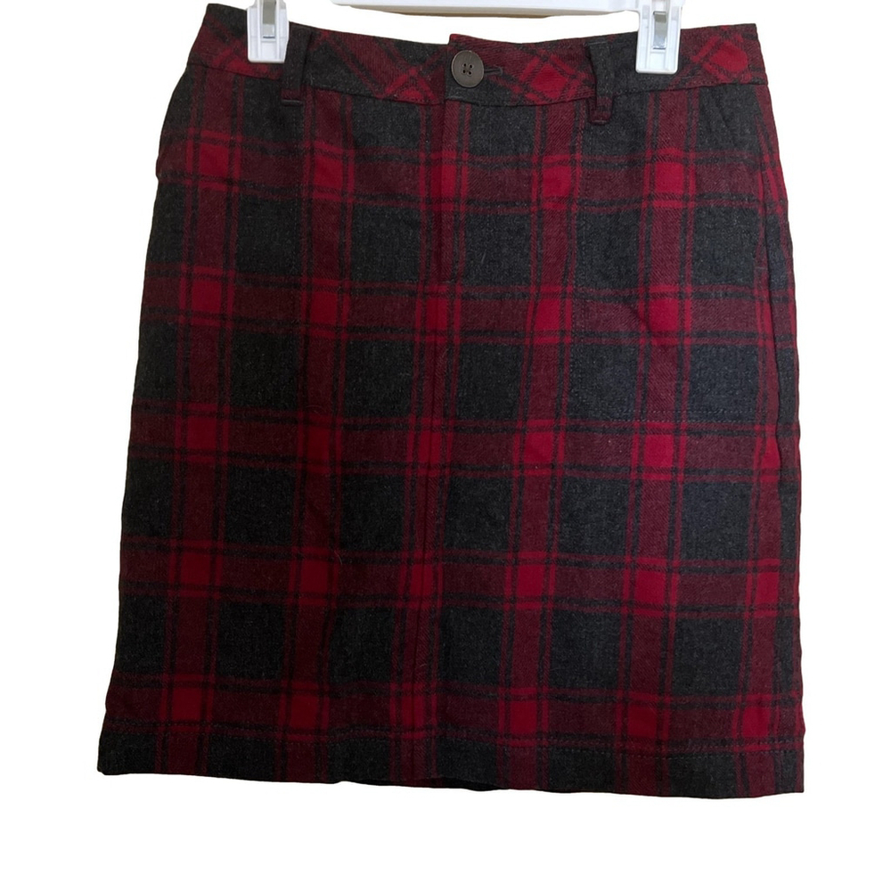 Eddie Bauer Women’s Size 4 Wool Red Gray Skirt Womens Academia Preppy Clueless